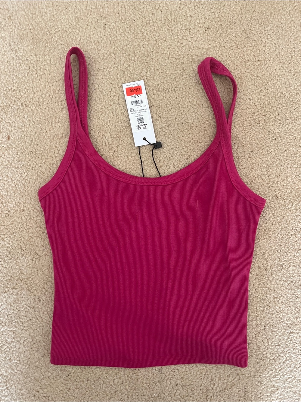 Garage Fuchsia Ribbed Scoop Tank